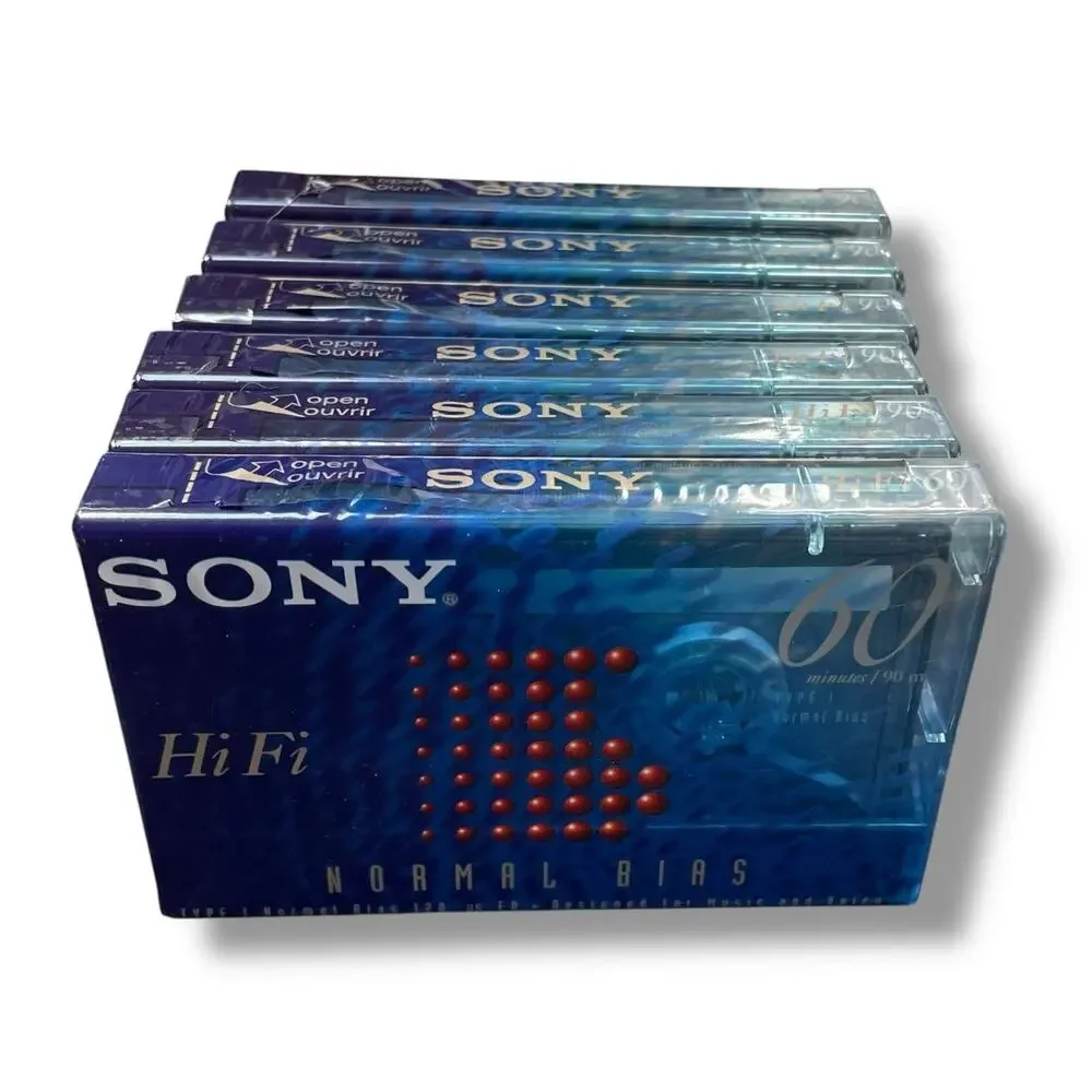 Sony Blank Audio Cassette Tape Lot x6 Hi-Fi Normal Bias Type I 90/60 Min Sealed